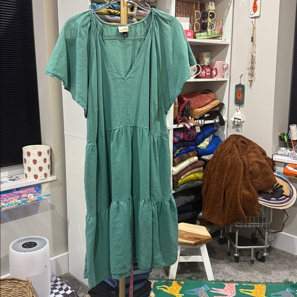 Universal Thread Tiered Pocket Dress XXL Linen Blend - Picture 2 of 5